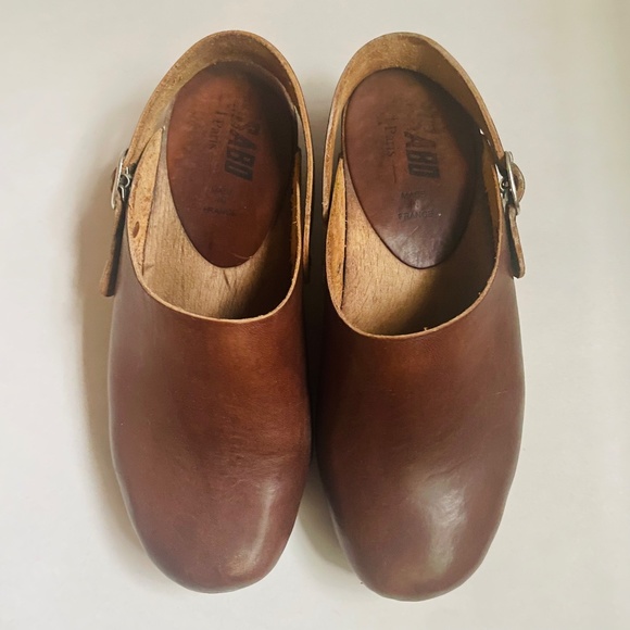 Bosabo Size 7 Brown Leather Wood Sole Clogs - Picture 5 of 16